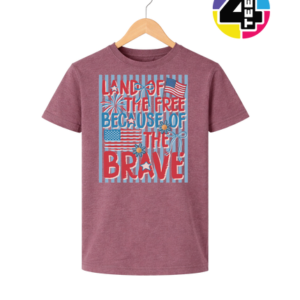 Land Of The Free Because Of The Brave Youth Tee