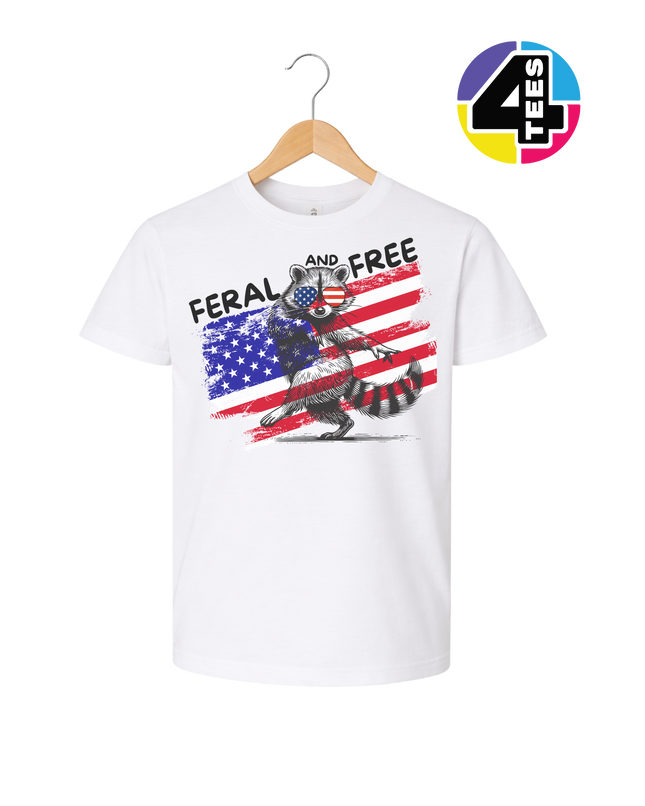 Feral And Free Raccoon Youth Tee