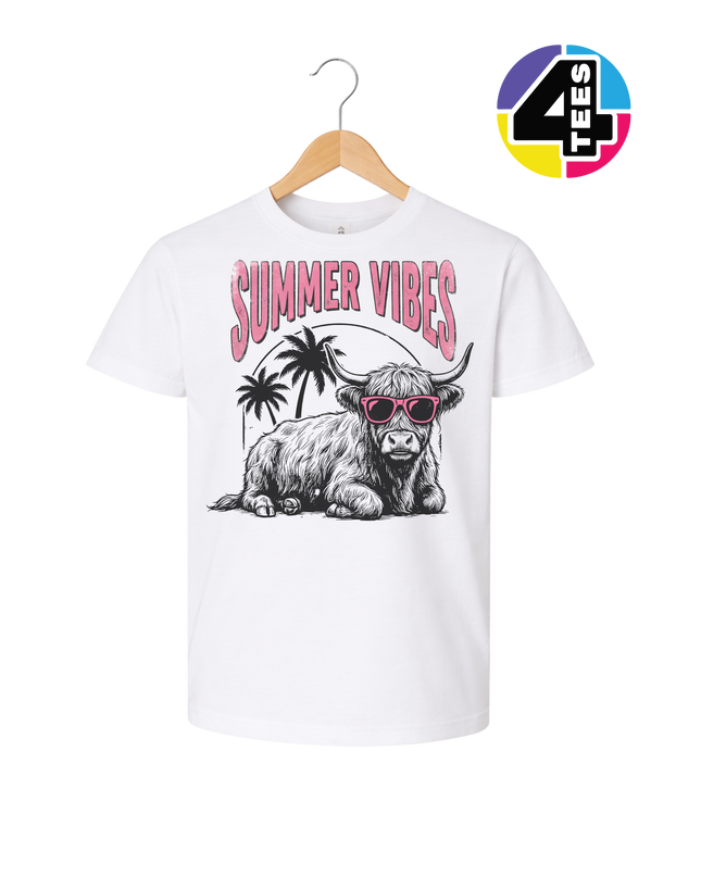 Highland Cow Summer Vibes Youth Tee