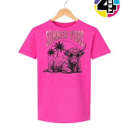 Highland Cow Summer Vibes Youth Tee