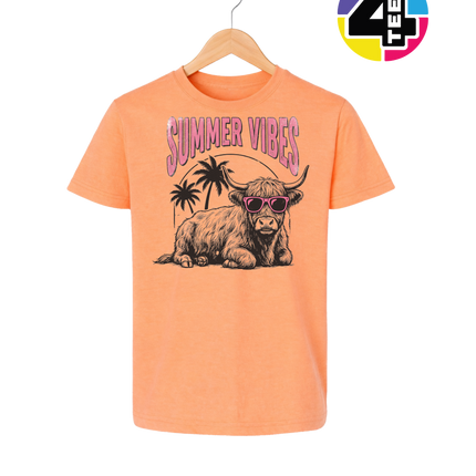 Highland Cow Summer Vibes Youth Tee