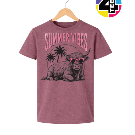 Highland Cow Summer Vibes Youth Tee