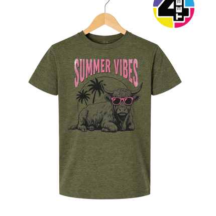 Highland Cow Summer Vibes Youth Tee