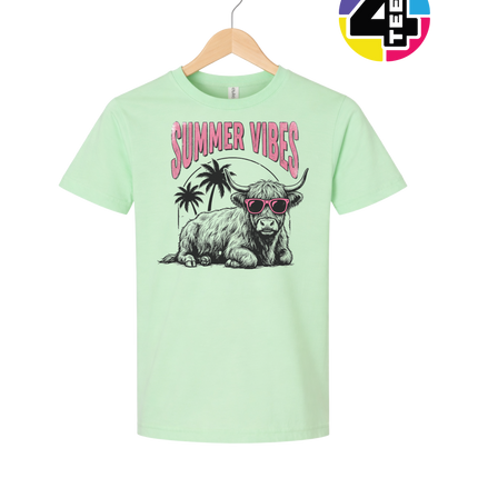 Highland Cow Summer Vibes Youth Tee