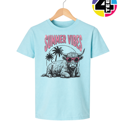 Highland Cow Summer Vibes Youth Tee