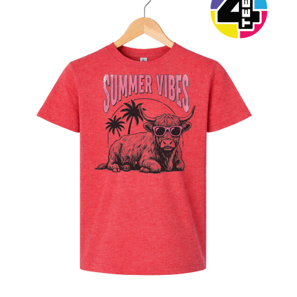 Highland Cow Summer Vibes Youth Tee