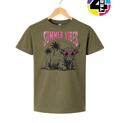 Highland Cow Summer Vibes Youth Tee
