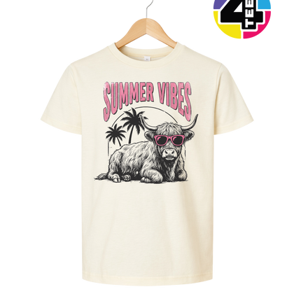 Highland Cow Summer Vibes Youth Tee