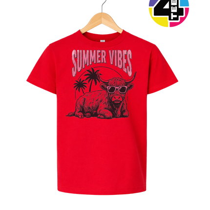 Highland Cow Summer Vibes Youth Tee