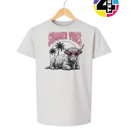 Highland Cow Summer Vibes Youth Tee