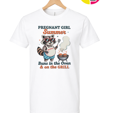 Pregnant Girl Summer Raccoon Tee