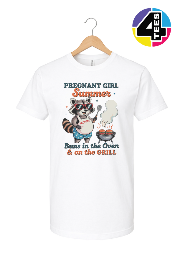 Pregnant Girl Summer Raccoon Tee