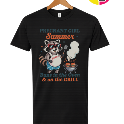 Pregnant Girl Summer Raccoon Tee