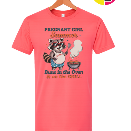 Pregnant Girl Summer Raccoon Tee