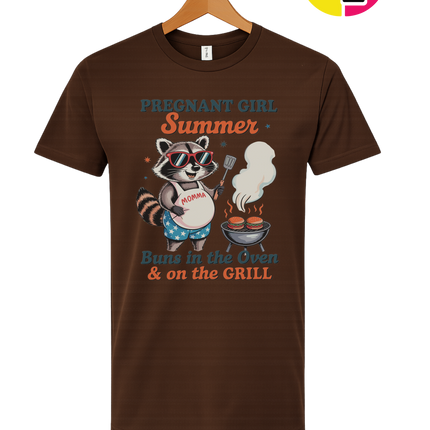 Pregnant Girl Summer Raccoon Tee
