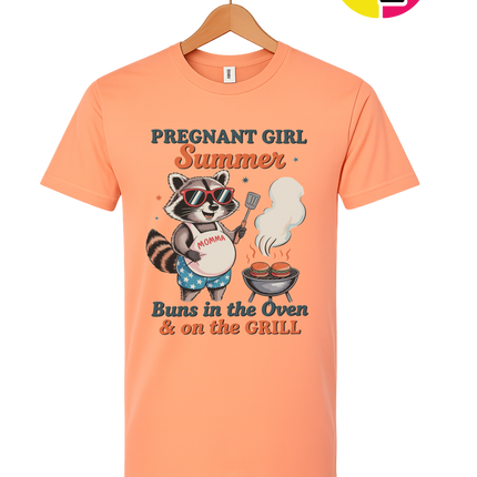 Pregnant Girl Summer Raccoon Tee