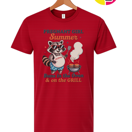 Pregnant Girl Summer Raccoon Tee