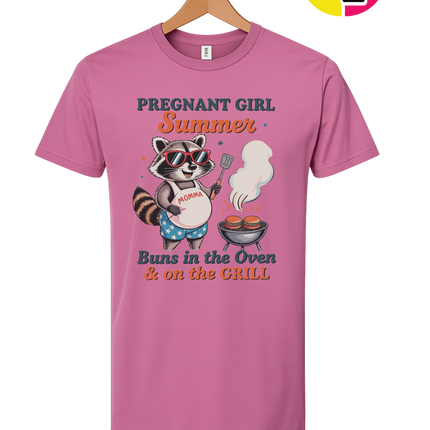 Pregnant Girl Summer Raccoon Tee