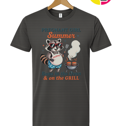 Pregnant Girl Summer Raccoon Tee