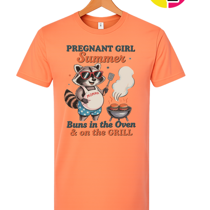Pregnant Girl Summer Raccoon Tee