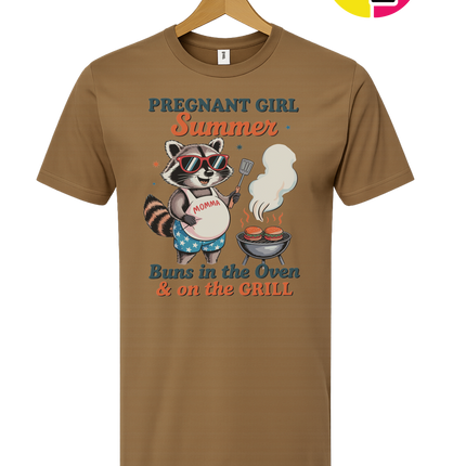 Pregnant Girl Summer Raccoon Tee
