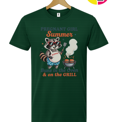 Pregnant Girl Summer Raccoon Tee