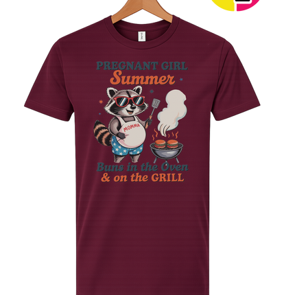 Pregnant Girl Summer Raccoon Tee