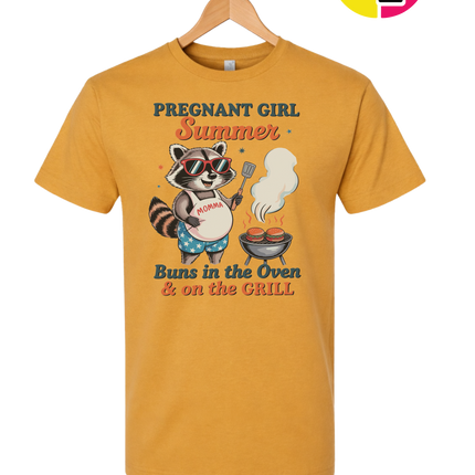 Pregnant Girl Summer Raccoon Tee