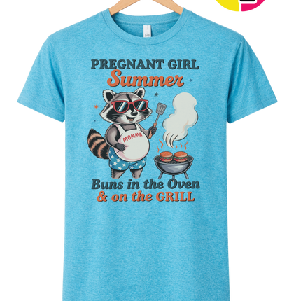 Pregnant Girl Summer Raccoon Tee