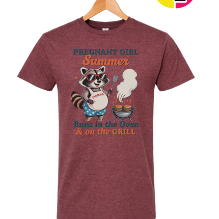 Pregnant Girl Summer Raccoon Tee