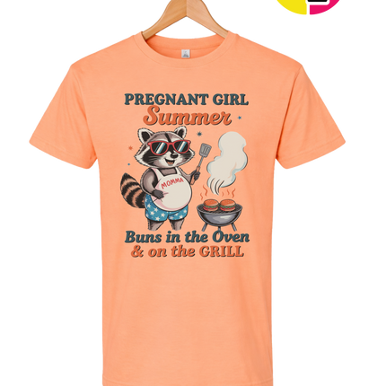 Pregnant Girl Summer Raccoon Tee