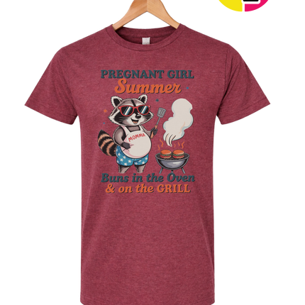Pregnant Girl Summer Raccoon Tee