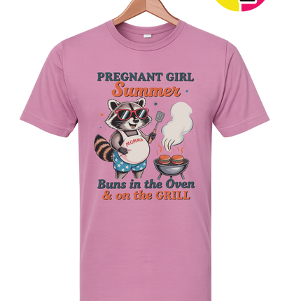 Pregnant Girl Summer Raccoon Tee