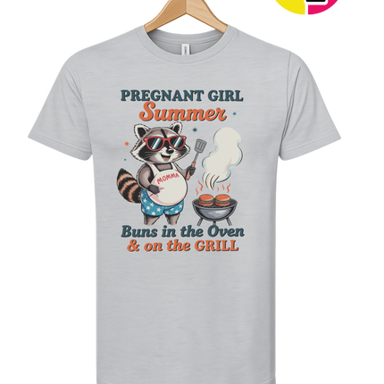 Pregnant Girl Summer Raccoon Tee