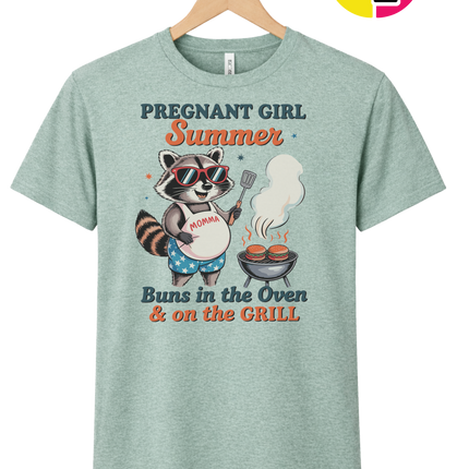 Pregnant Girl Summer Raccoon Tee
