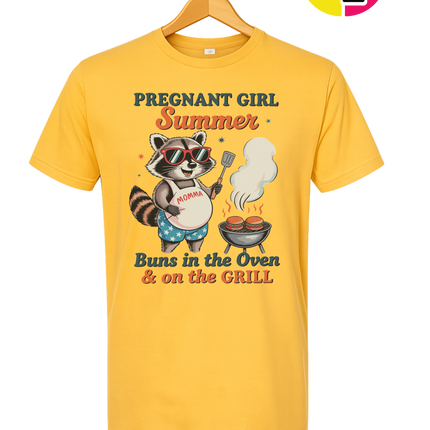 Pregnant Girl Summer Raccoon Tee