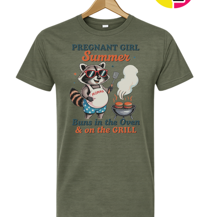 Pregnant Girl Summer Raccoon Tee