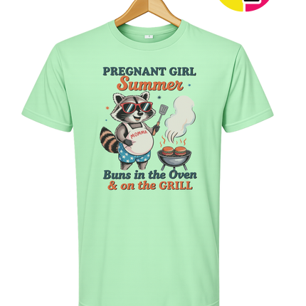 Pregnant Girl Summer Raccoon Tee