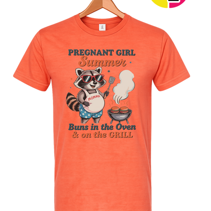 Pregnant Girl Summer Raccoon Tee
