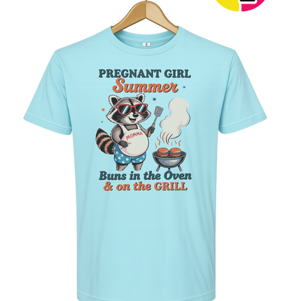 Pregnant Girl Summer Raccoon Tee