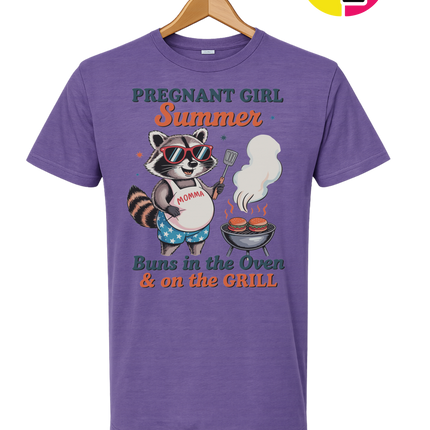Pregnant Girl Summer Raccoon Tee