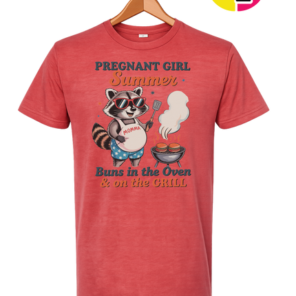 Pregnant Girl Summer Raccoon Tee