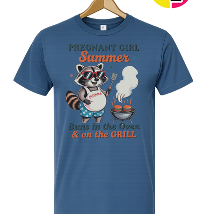Pregnant Girl Summer Raccoon Tee