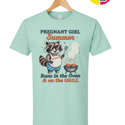 Pregnant Girl Summer Raccoon Tee