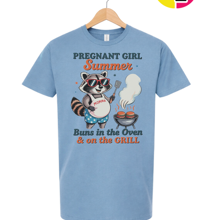 Pregnant Girl Summer Raccoon Tee