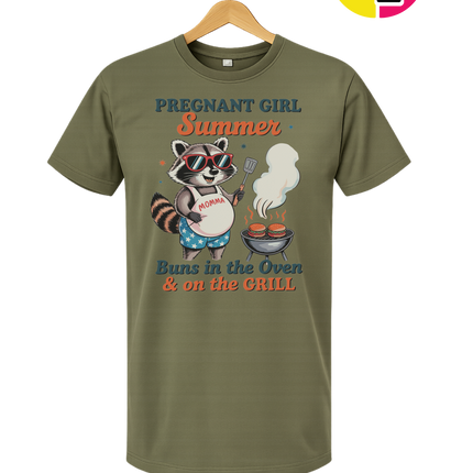Pregnant Girl Summer Raccoon Tee