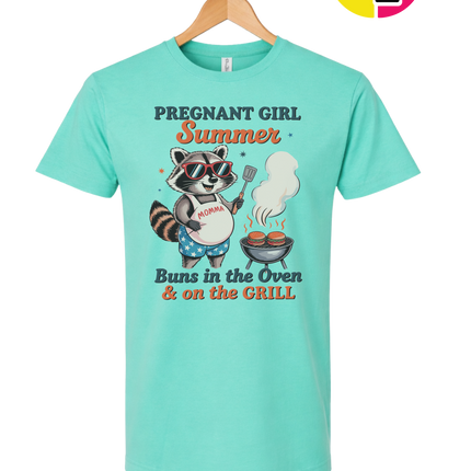 Pregnant Girl Summer Raccoon Tee