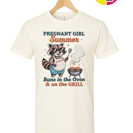 Pregnant Girl Summer Raccoon Tee