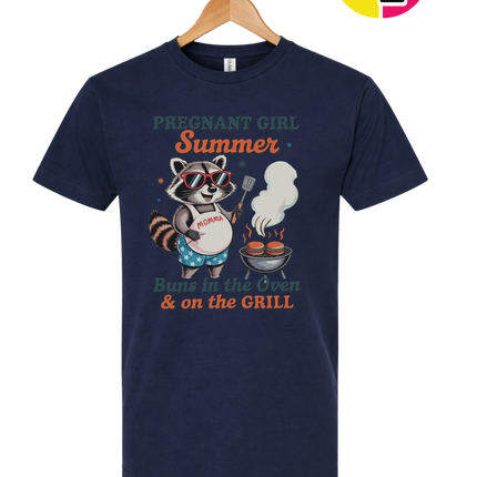 Pregnant Girl Summer Raccoon Tee