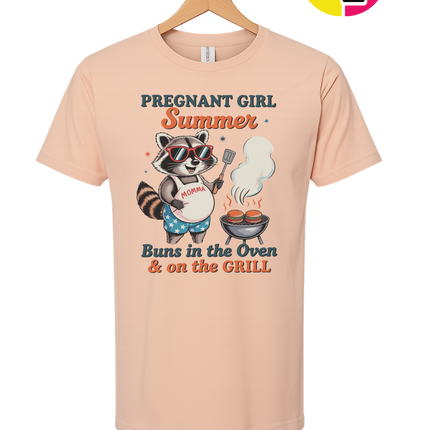 Pregnant Girl Summer Raccoon Tee